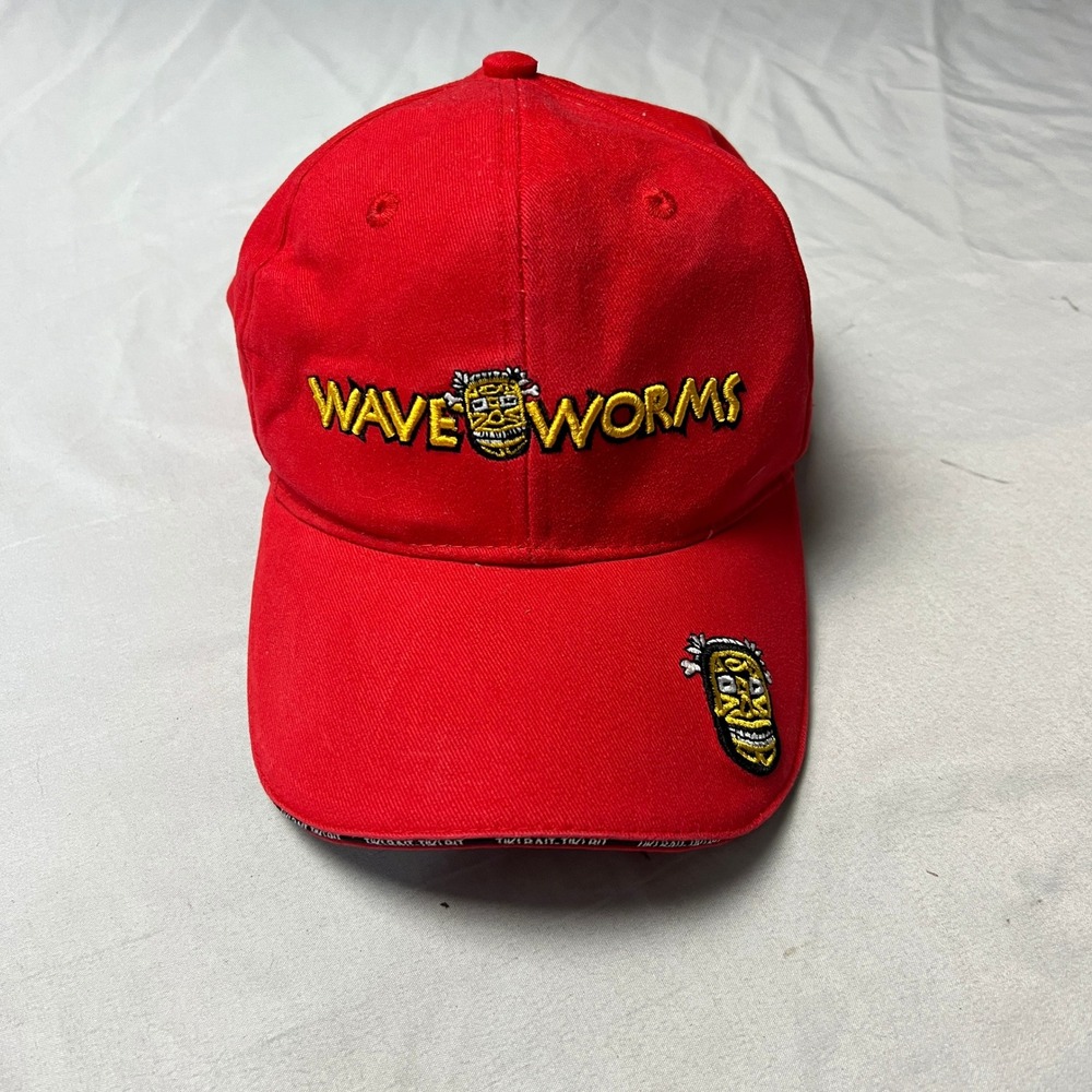 Wave Worms Tiki Bait Red Hat Cap OSG One Source Gear Fishing Adjustable